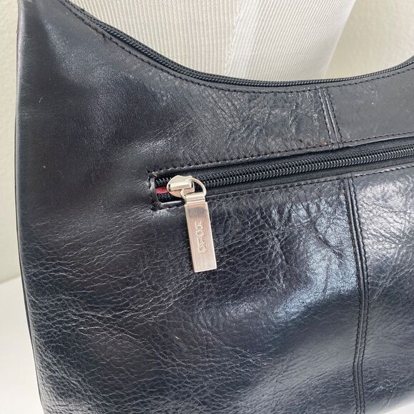 Black Leather Boho Shoulder Hand Bag Purse Pockets Boho Goth Career Travel Work - Picture 2 of 13